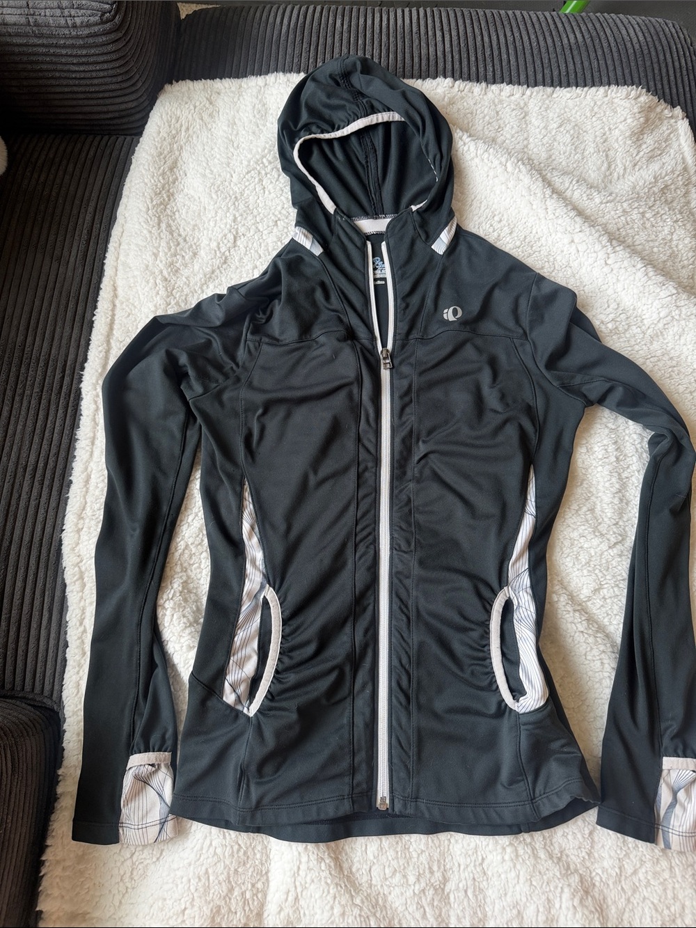 Pearl Izumi Women's Select Black Hooded Performance Jacket with White Trim